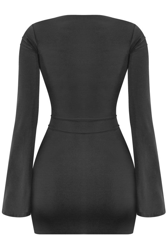 Cowl neck long sleeve dress