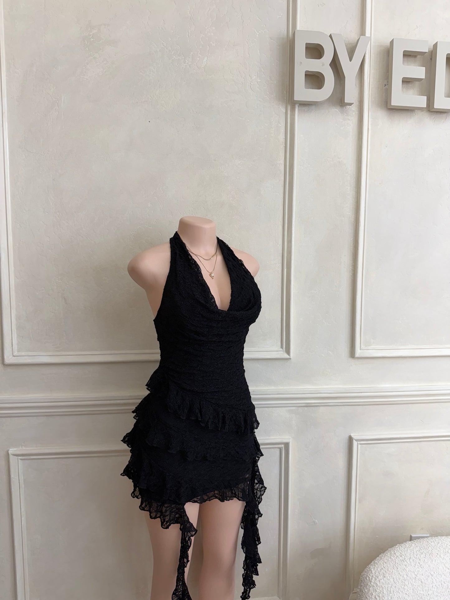Halter lace mini dress
