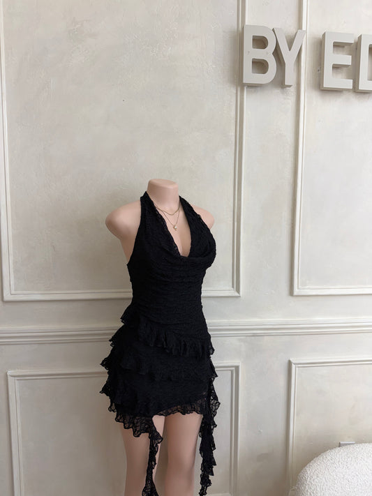 Halter lace mini dress