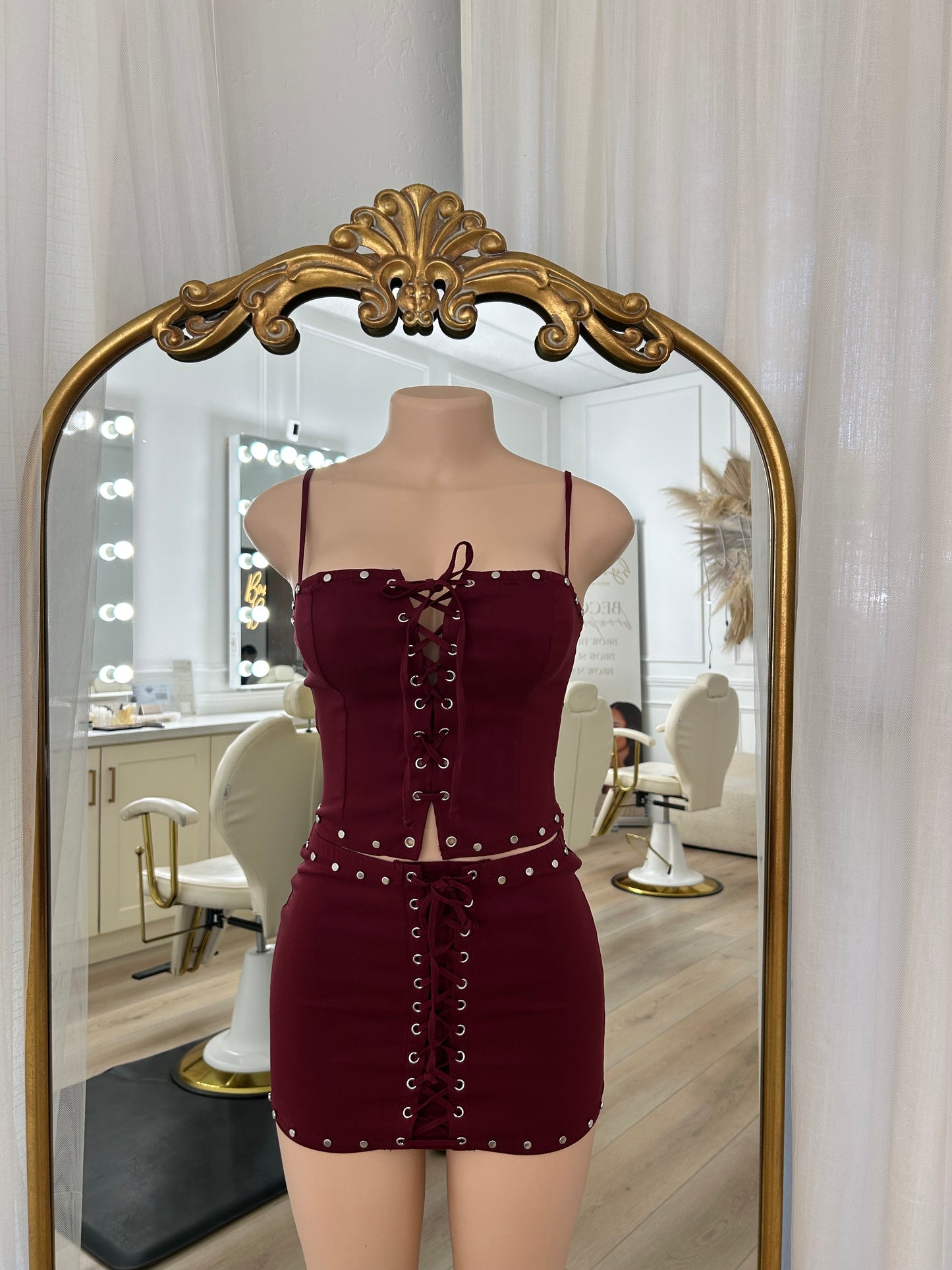 Burgundy Corset Set