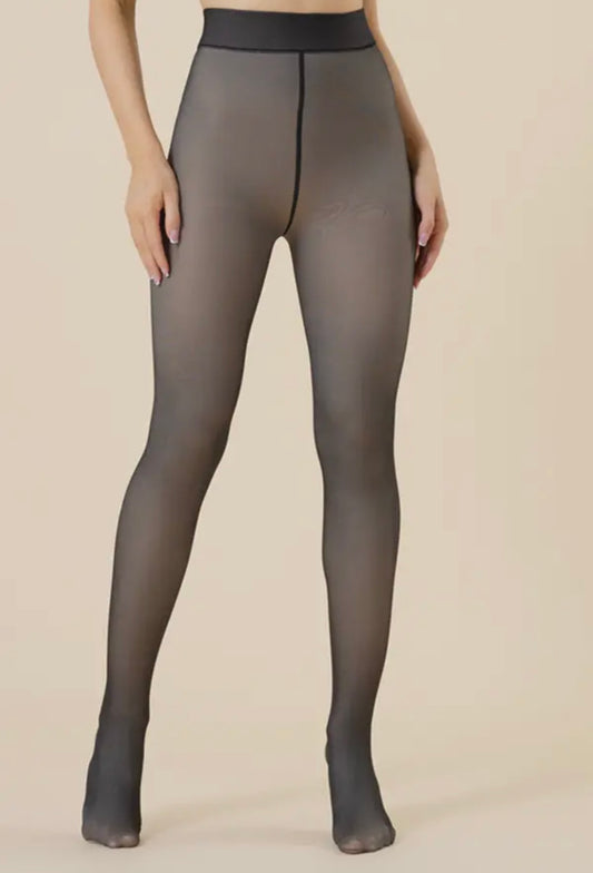 Seamless thermal fleece pantyhose leggings