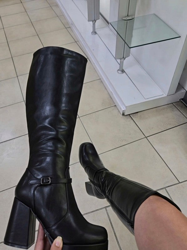 Black platform boots