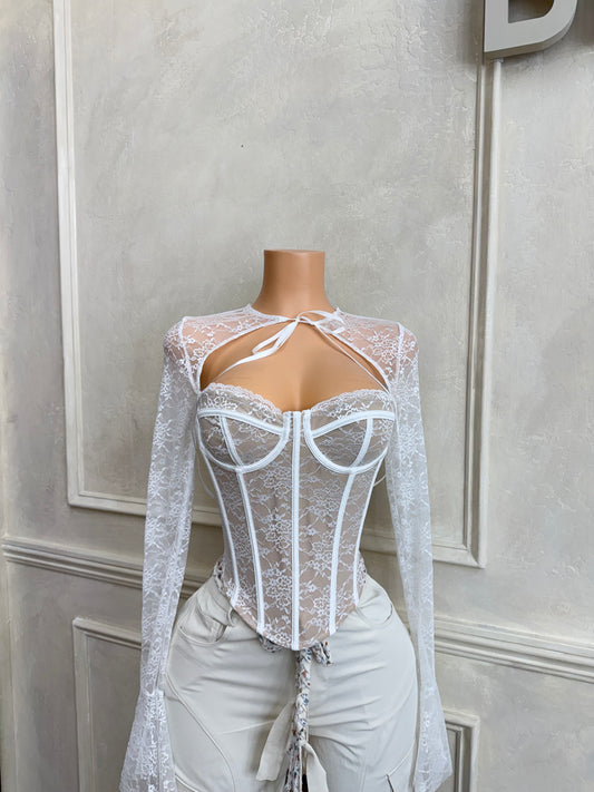 Lace corset top long sleeve
