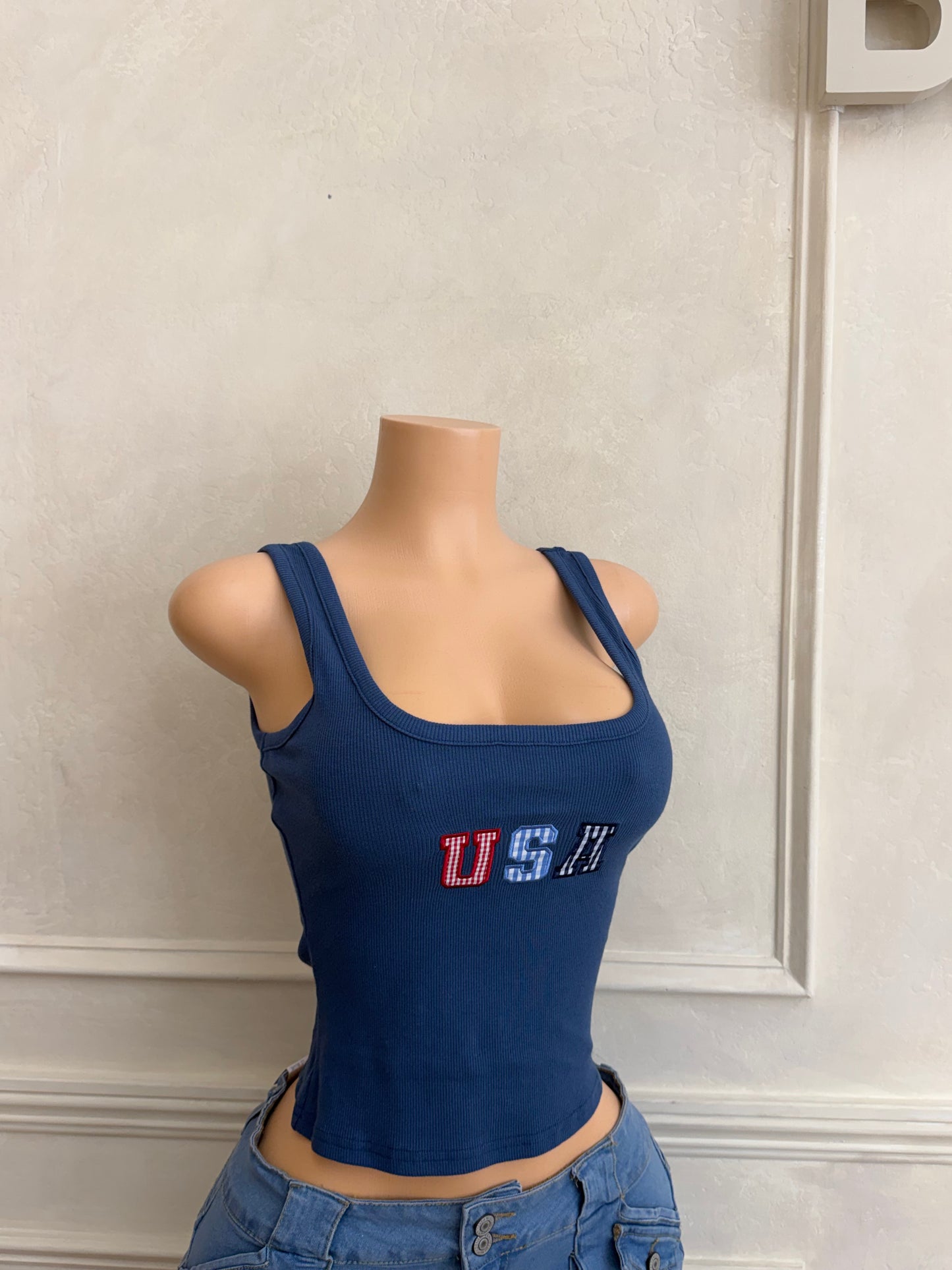 u.s.a blue tank shirt