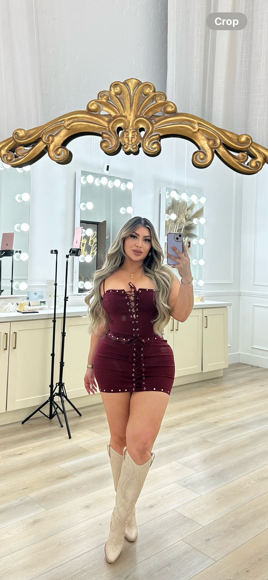 Burgundy Corset Set