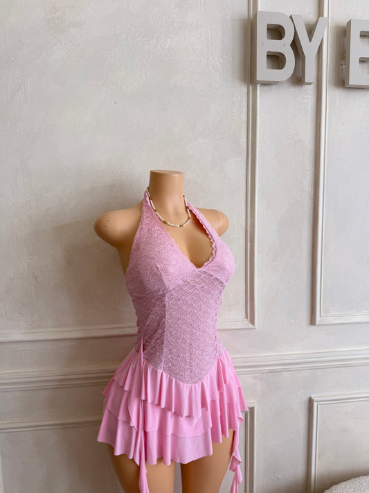 Pink halter dress