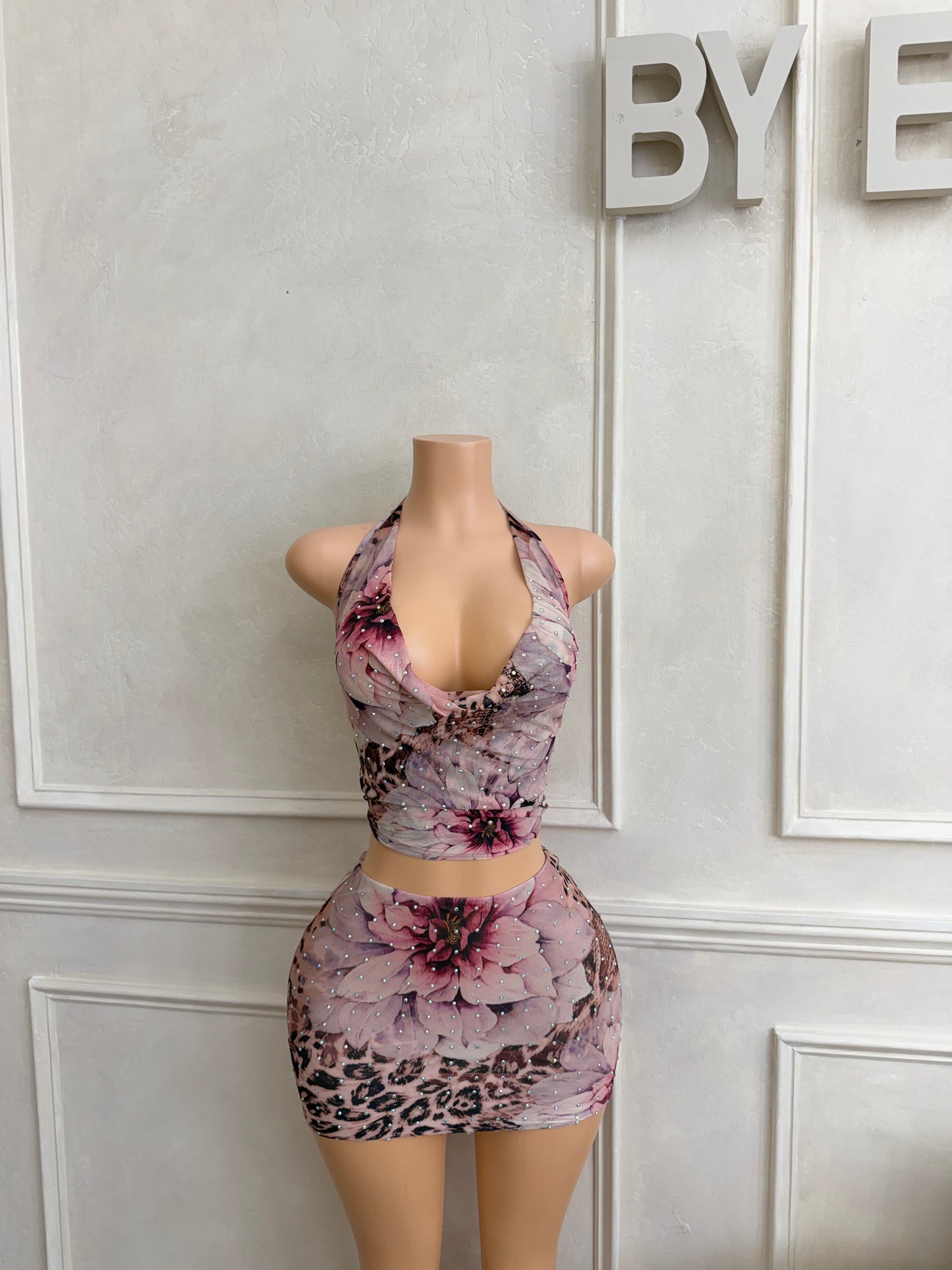 Animal print skirt set