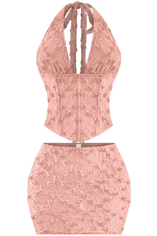 Dusty pink corset set