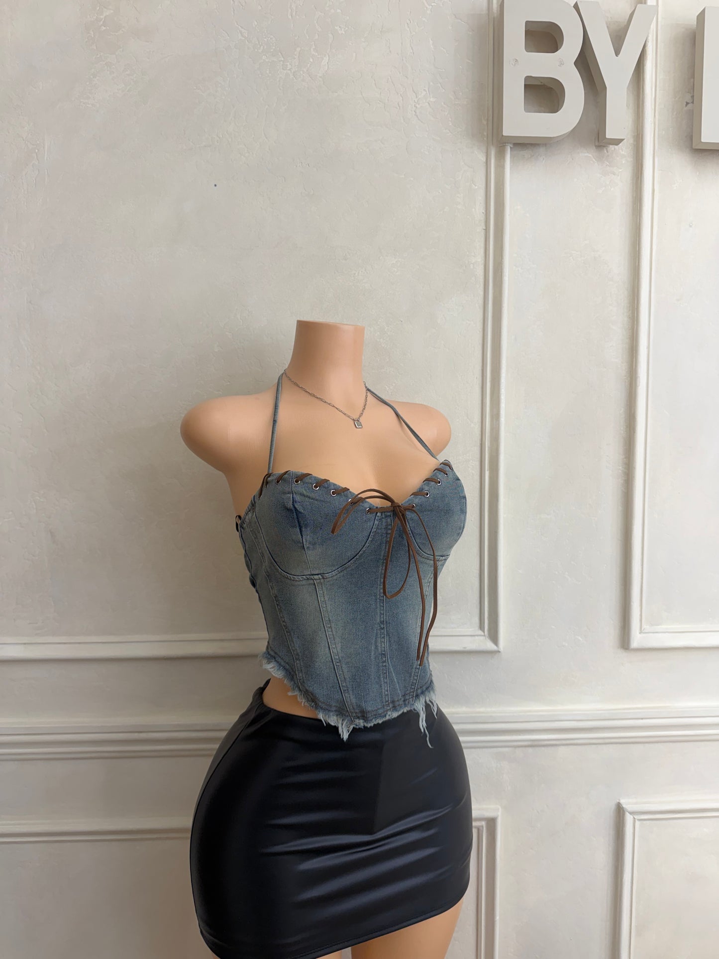 Denim halter top