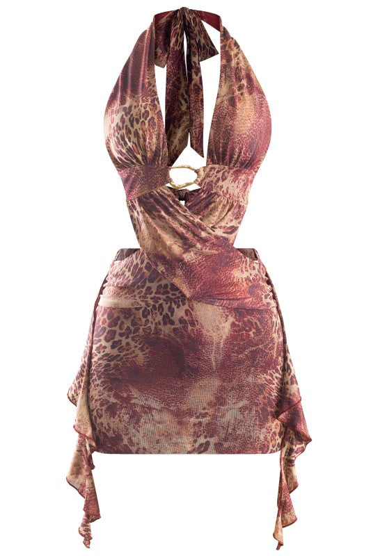 Halter animal print dress