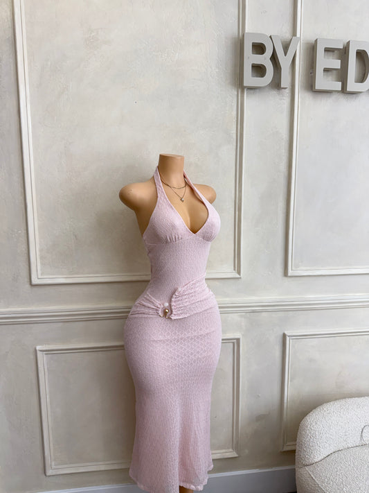 Pink halter maxi dress
