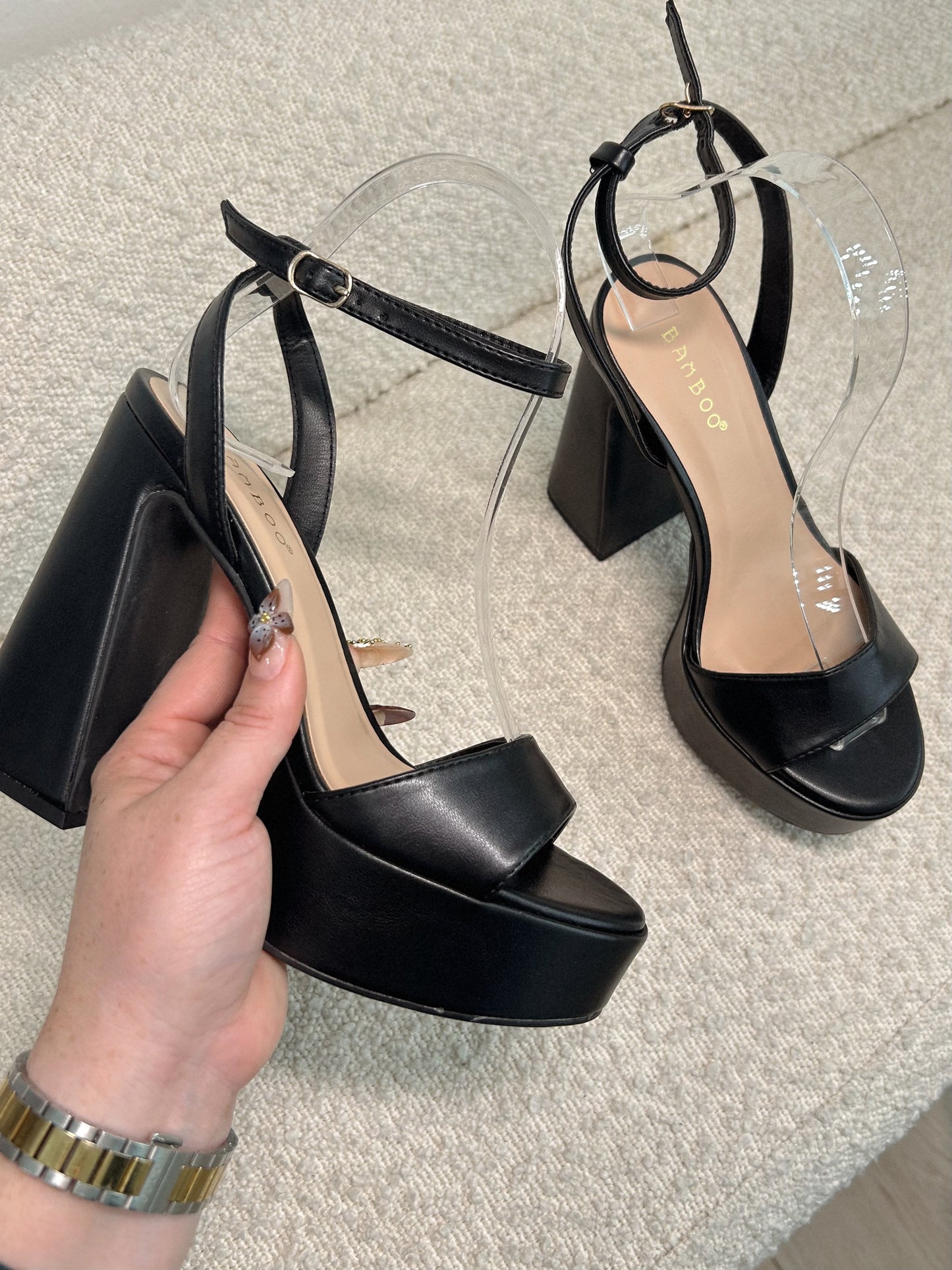 Black platform heel