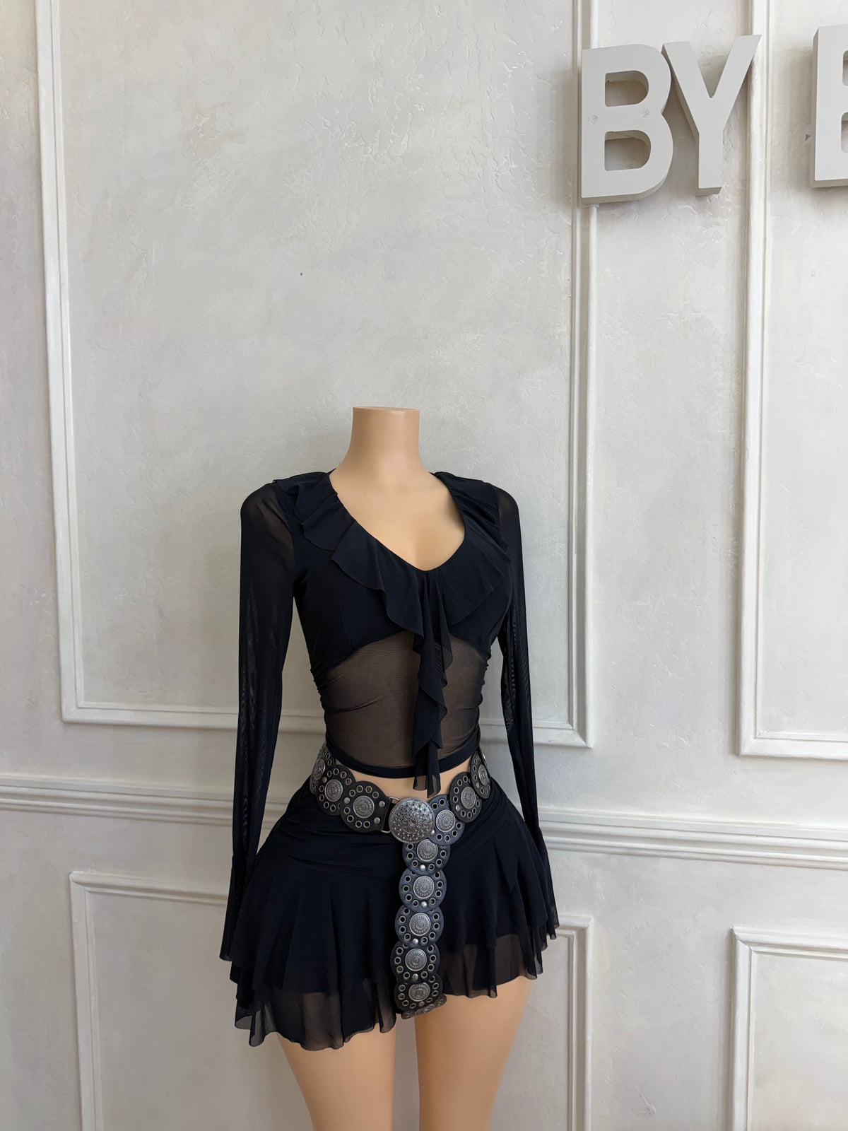 Top and mini skirt set