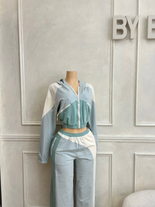 sage combo terry hoodie pant set