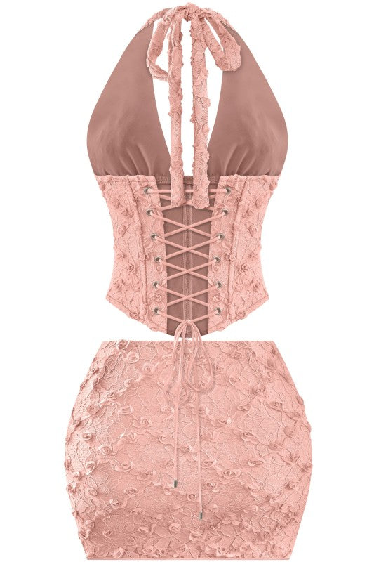 Dusty pink corset set