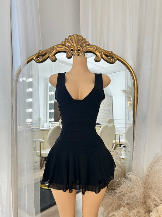 Black Mesh Mini Dress