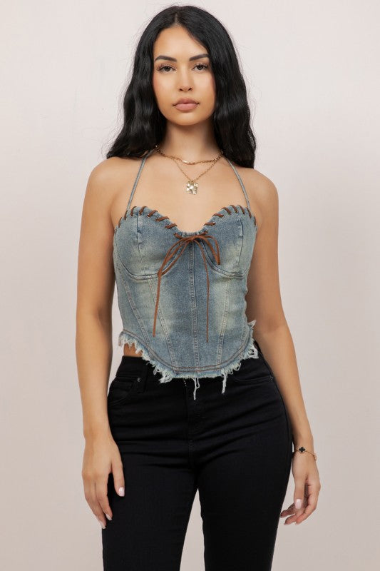 Denim halter top