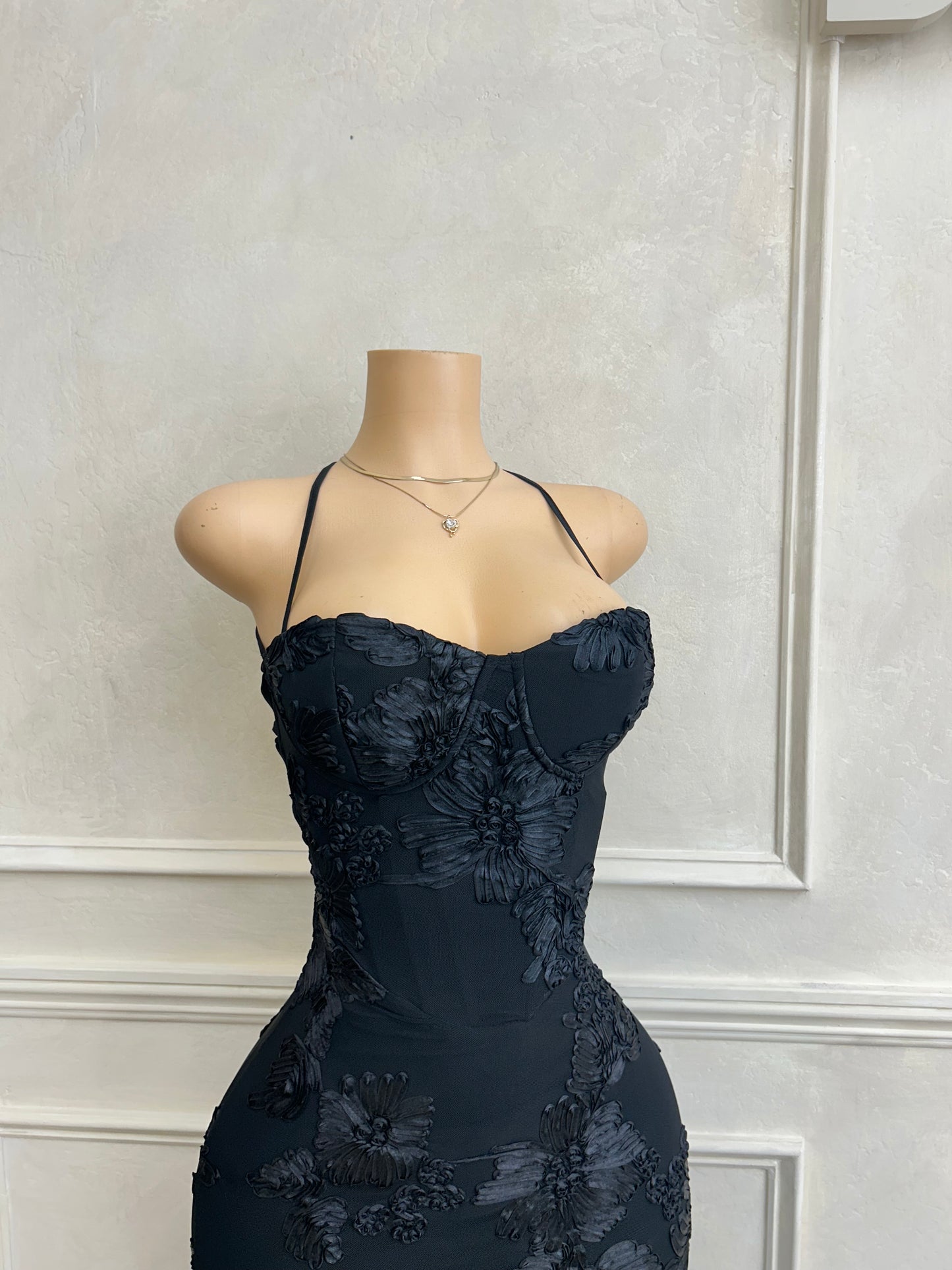 Black flower maxi dress