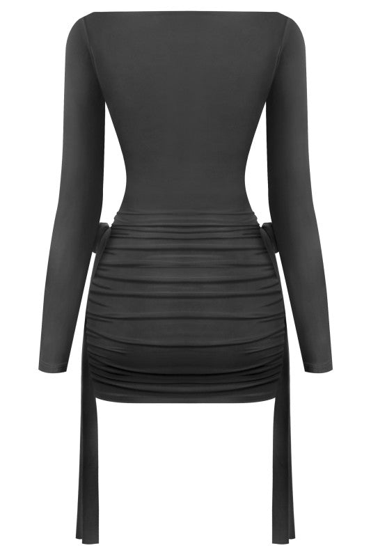 Black rose ruched dress