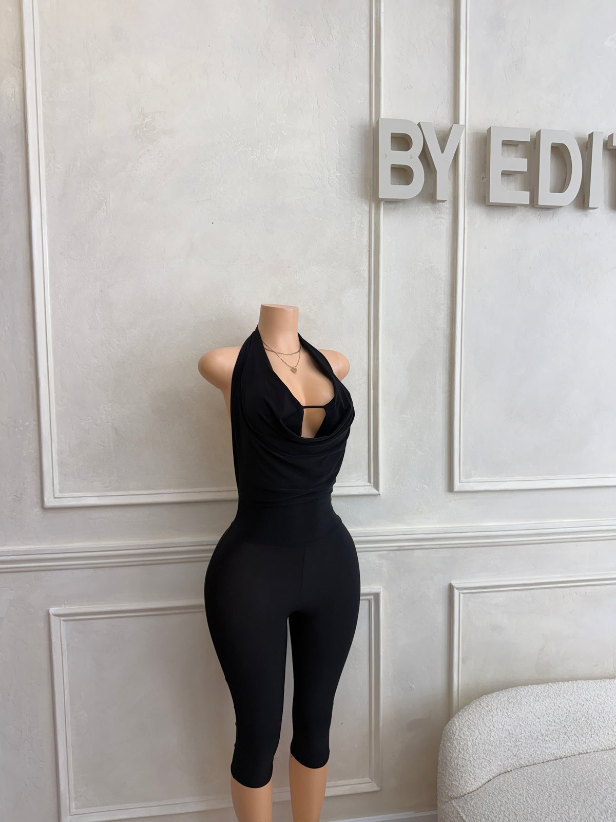 Black capri jumpsuit