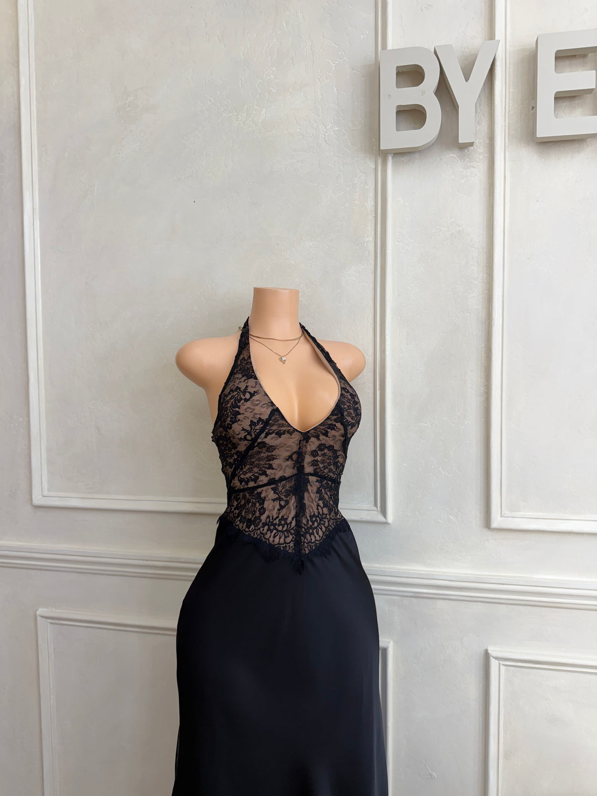 Lace black maxi dress