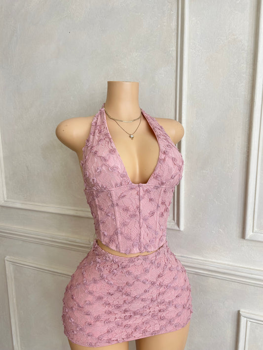 Dusty pink corset set