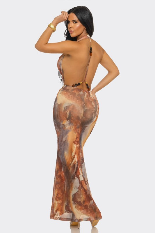 Deep V Neck Maxi Dress