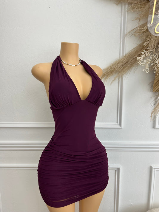 Plum halter dress