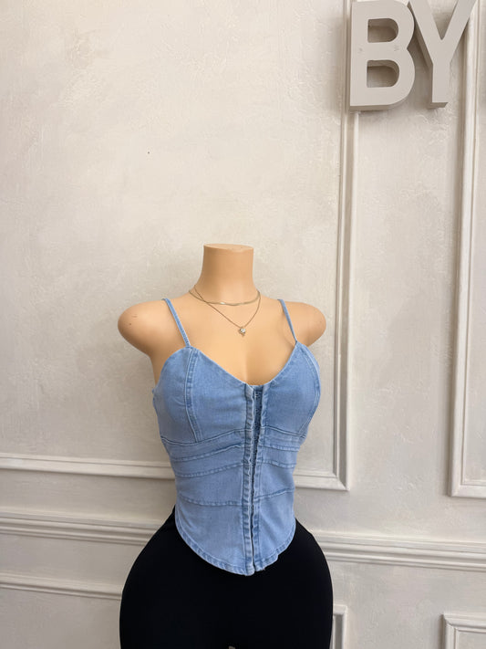 Denim sleeveless top