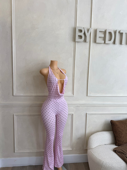 Pink polka dot jumpsuit
