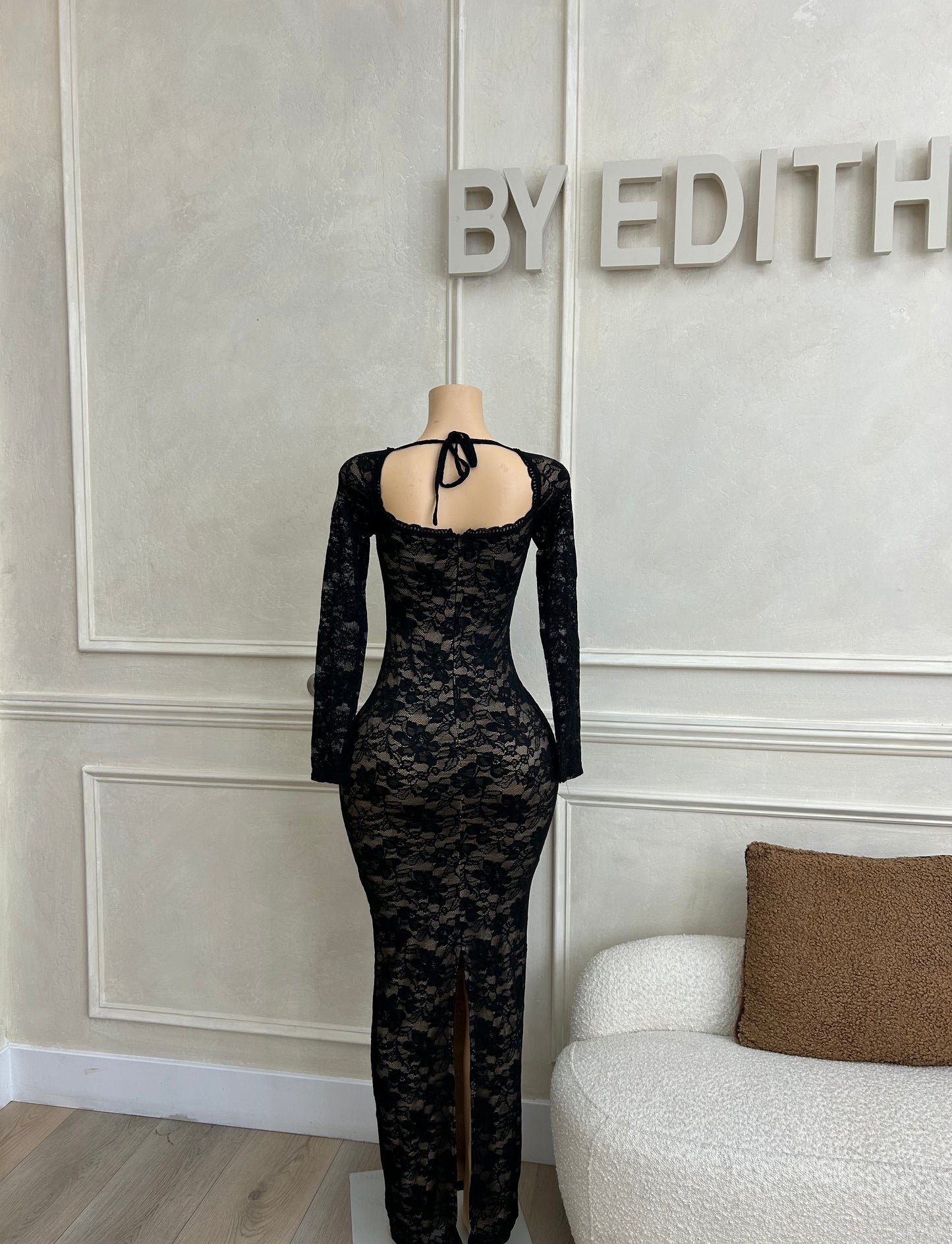 Black lace maxi dress