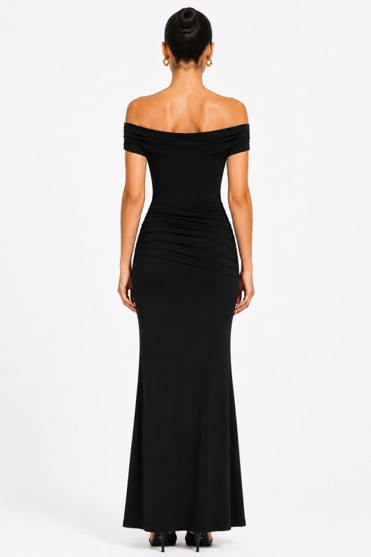 Black off shoulder maxi dress