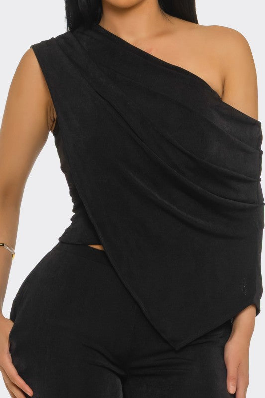 Black off shoulder pant set