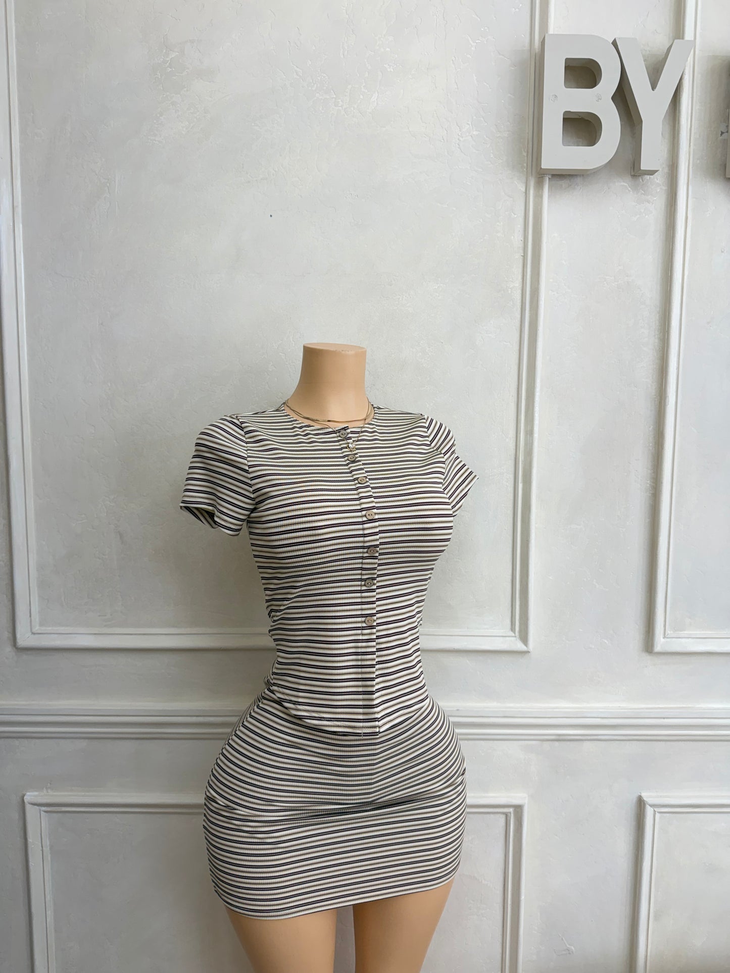 Striped top and skirt set