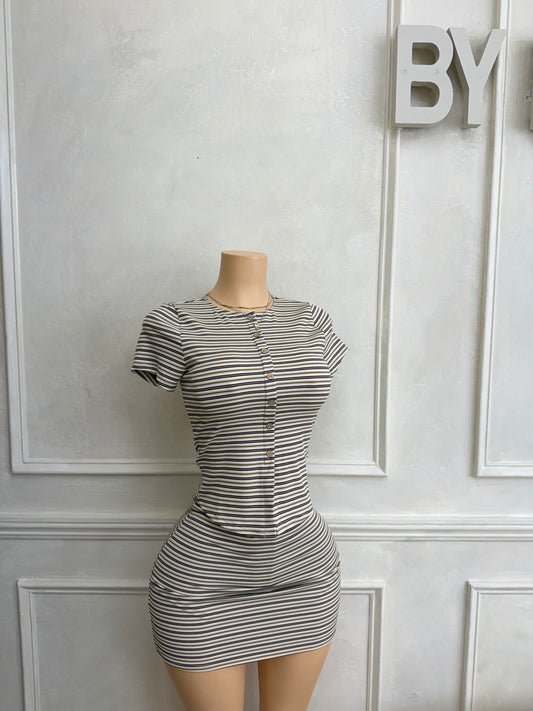Striped top and skirt set