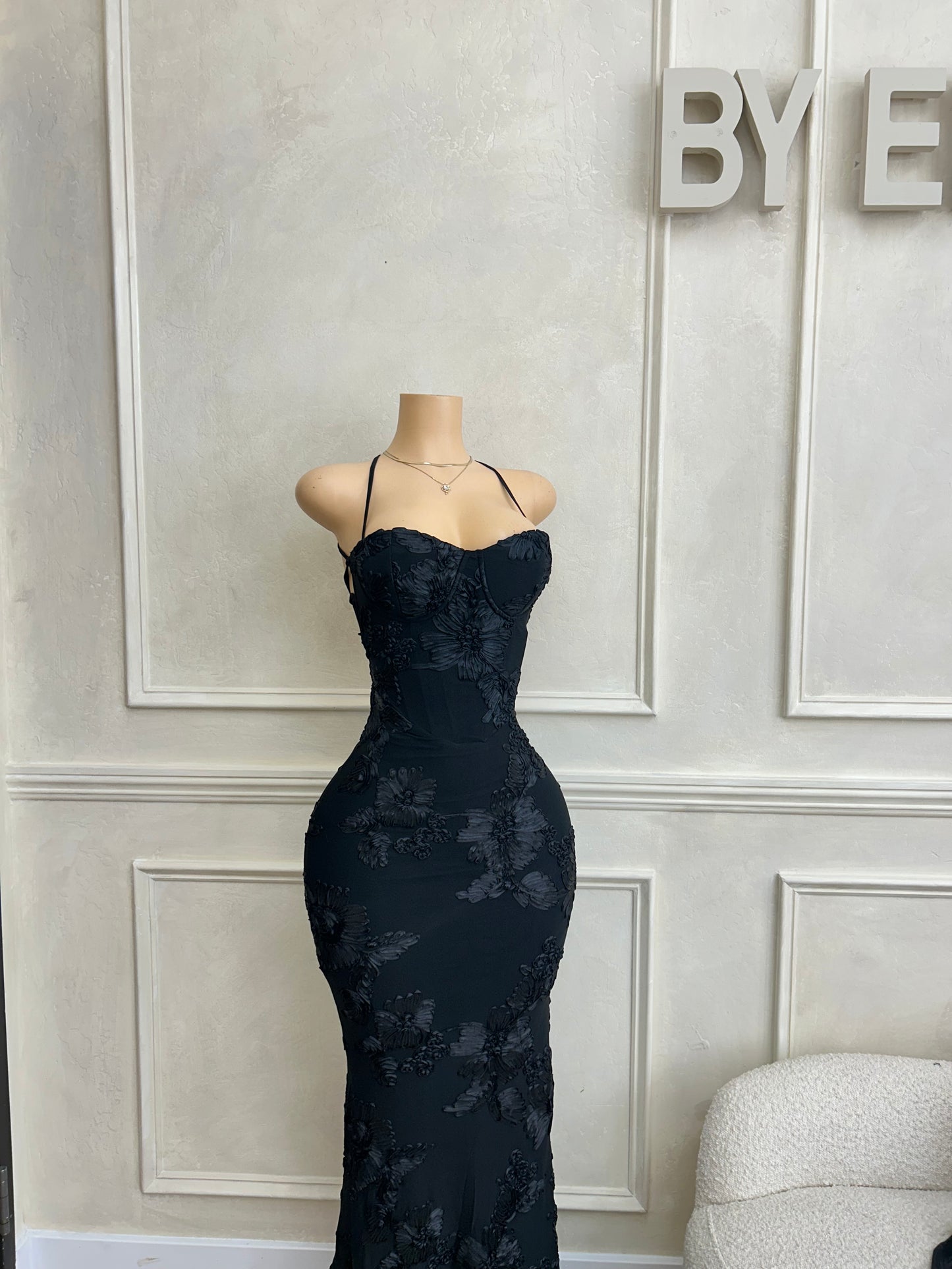 Black flower maxi dress