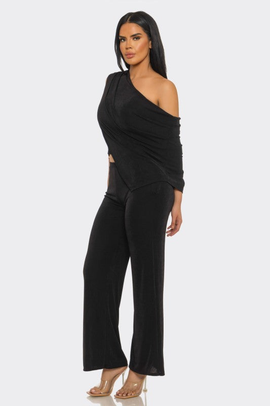 Black off shoulder pant set
