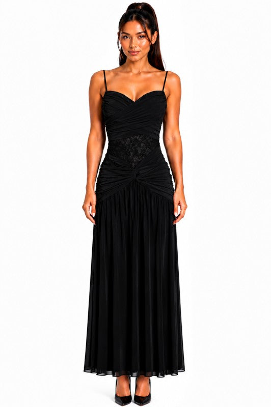 Mesh lace mix and match maxi dress