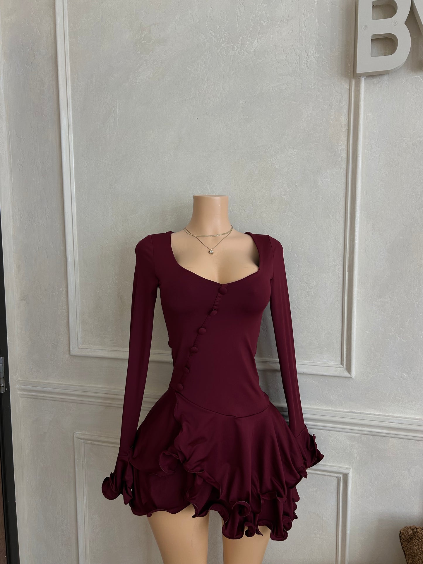 Burgundy taliah mini dress