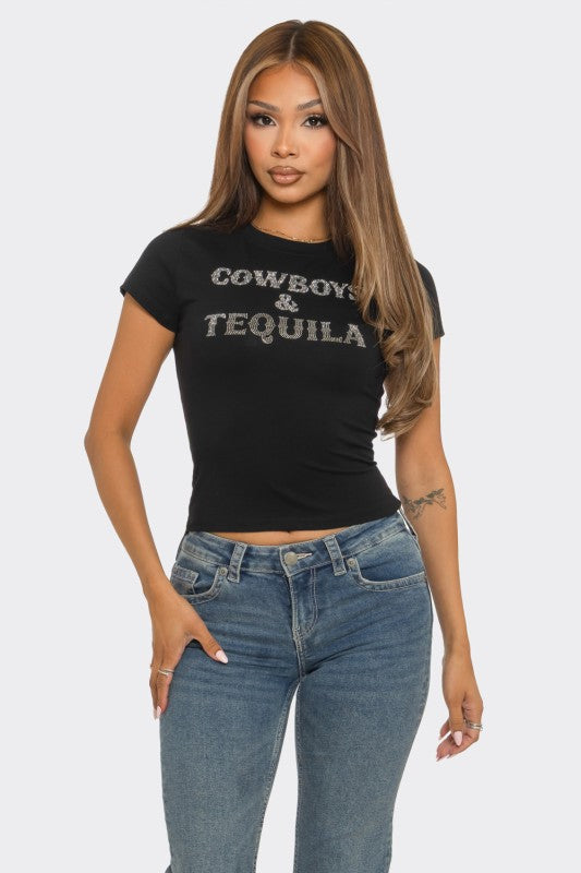 Cowboy and tequila baby tee