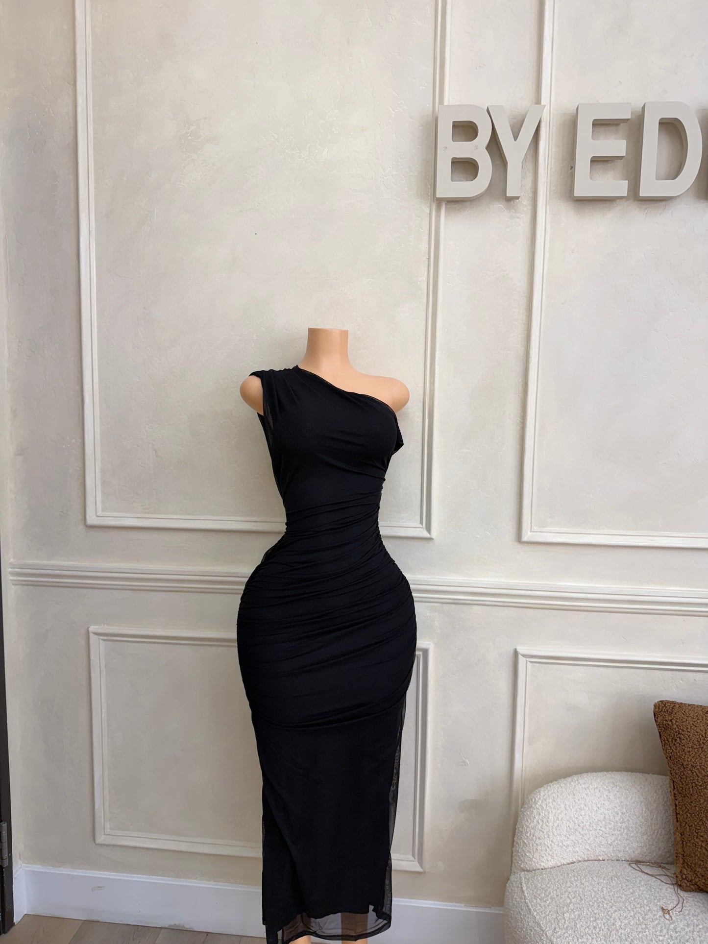 Black asym maxi dress