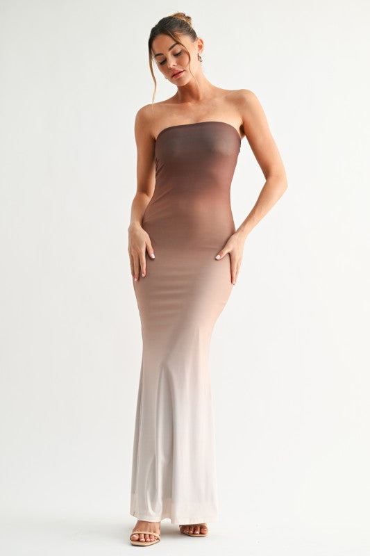 Mocha ombre maxi dress