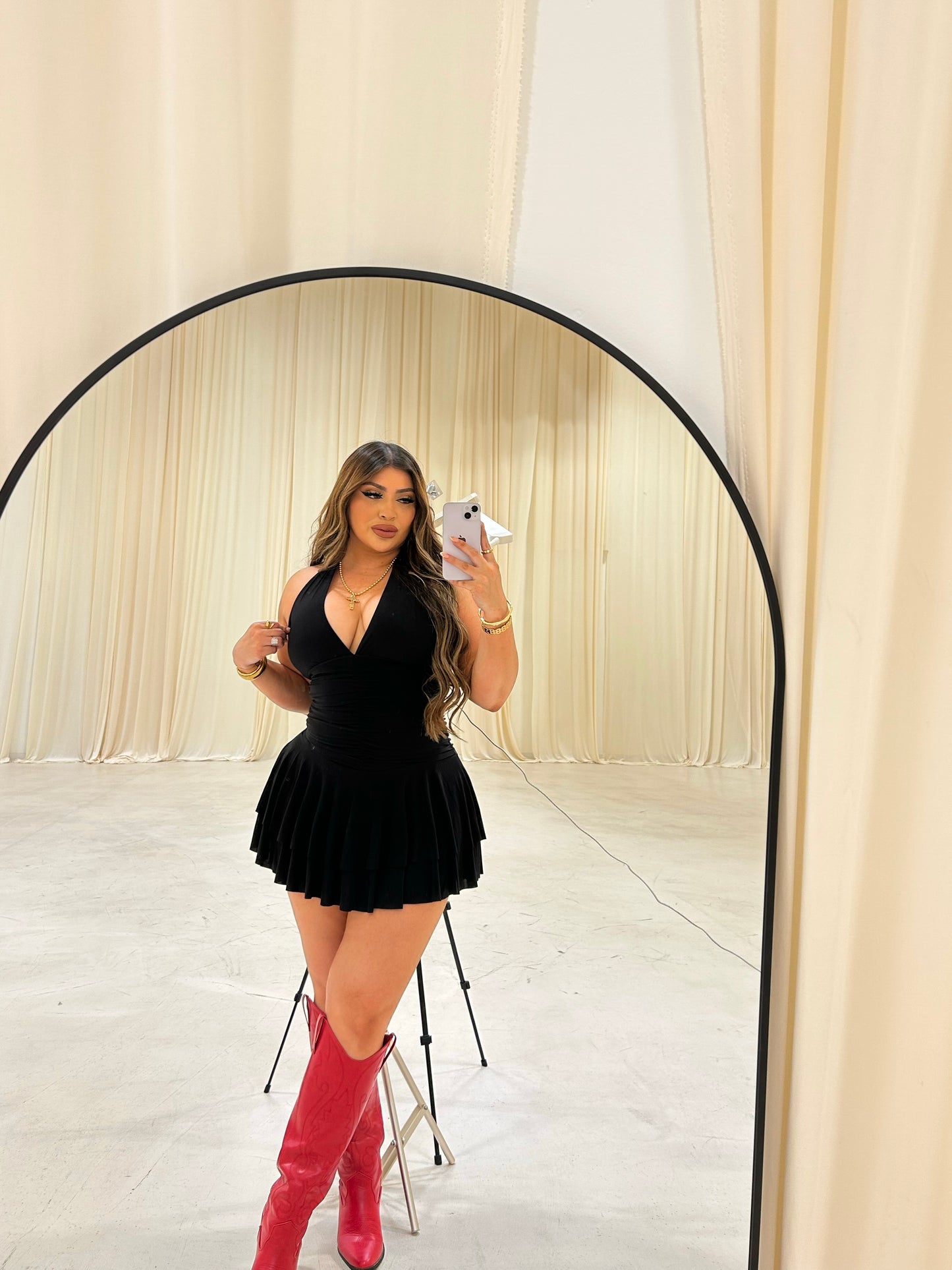 Black Halter Flowy Dress