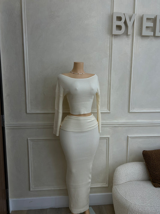 Cream maxi skirt set