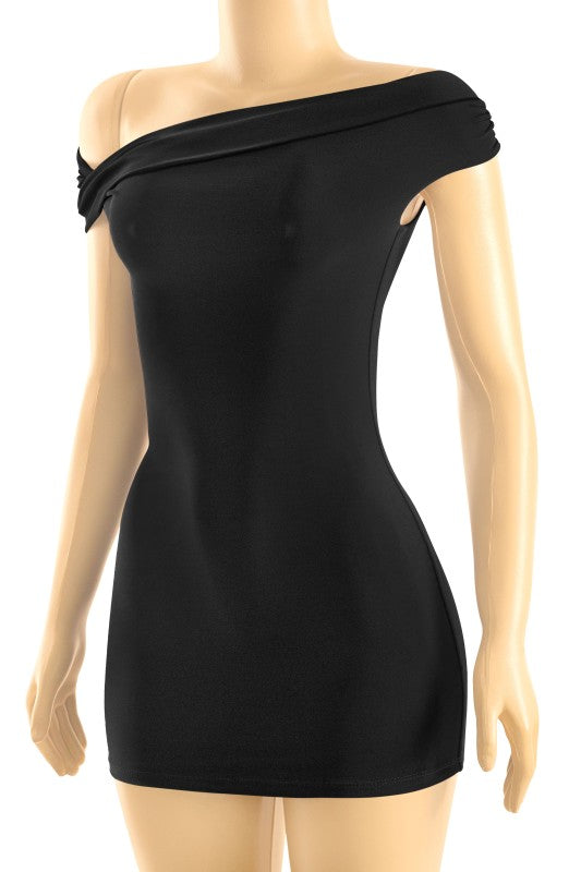 Black off shoulder bodycon dress