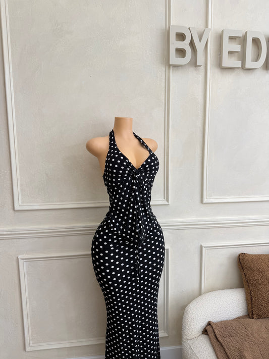 Halter polka dot maxi skirt set