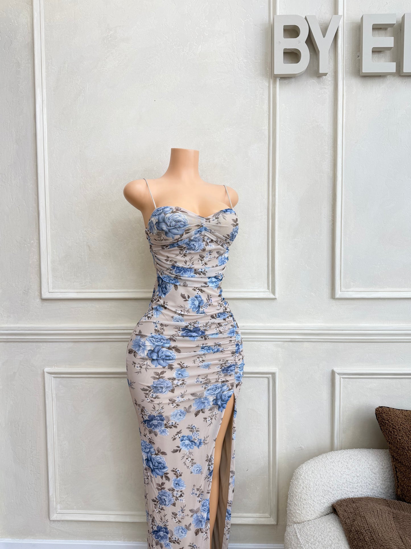 Blue floral maxi dress