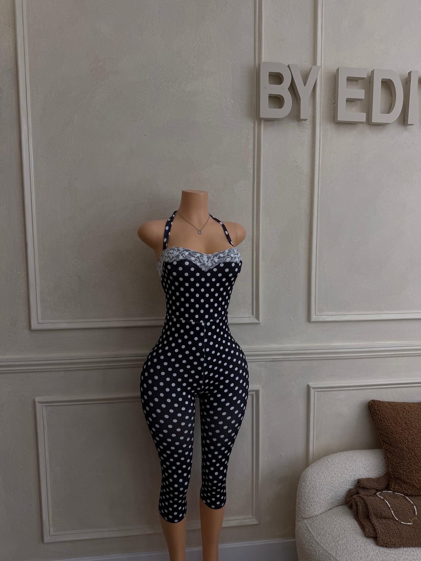 Polka dot lace jumpsuit