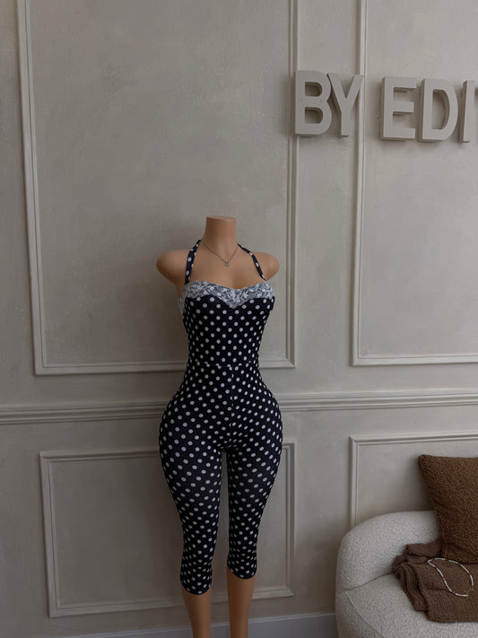 Polka dot lace jumpsuit