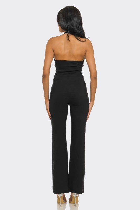 Halter top and pant set black